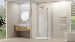 Van Rijn ST09 hoekcabine met helder glas 100x180cm geborsteld RVS