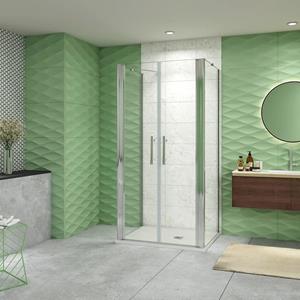 Sanexo Douchecabine Vrijstaand Flora 120x80 Pendeldeuren met Twee Zijwanden 80cm Aluminium profiel 6mm Helder Glas