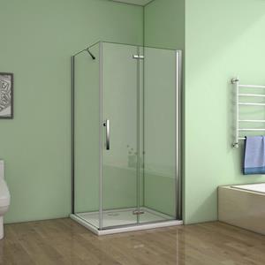 Sanexo Douchecabine Rechthoek Poppy 100 Vouwdeur X 80 Vaste Wand 6Mm Helder Glas Antikalk Chroom