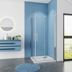 Sanexo Douchecabine Vierkant Poppy 80X80 Dubbele Vouwdeur 6Mm Helder Glas Antikalk Chroom
