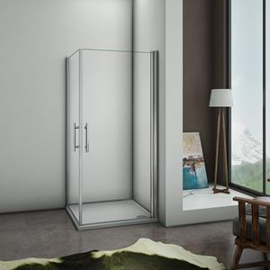 Sanexo Douchecabine Vierkant Holly 100x100 Dubbele Draaideur 6mm Helder glas Antikalk Chroom