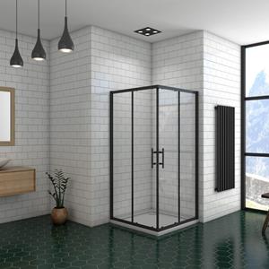 Sanexo Douchecabine Rechthoek Ixia Zwart 80x90x195 Hoekinstap 6Mm Helder Glas Antikalk Mat Zwart