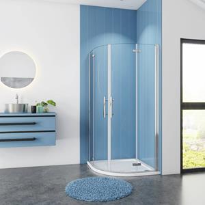 Sanexo Douchecabine Kwartrond Camellia 90X90X195 Draaideur Met Inklapbare Wand 6Mm Helder Glas Antikalk Chroom