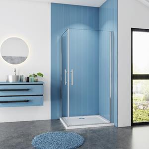 Sanexo Douchecabine Vierkant Romy 90X90 Dubbele Draaideur 6Mm Helder Glas Antikalk Chroom
