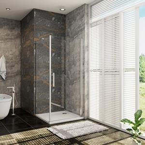 Sanexo Douchecabine Vierkant Holly 90 Draaideur x 90 Vaste Wand 6mm Helder glas Antikalk Chroom