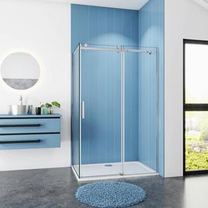 Sanexo Douchecabine Rechthoek Lotus 130X80X195 Schuifdeur 8Mm Helder Glas Antikalk Chroom Rechts