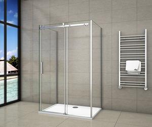Sanexo Douchecabine Rechthoek Lotus 130X80X195 Schuifdeur 8Mm Helder Glas Antikalk Chroom Vrijstaand