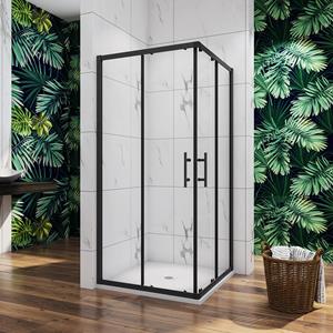 Sanexo Douchecabine Vierkant Ixia Zwart 80X80X195 Hoekinstap 6 Mm Helder Glas Antikalk Mat Zwart