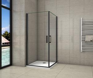 Sanexo Douchecabine Vierkant Lily 100X100 Dubbele Draaideur 8Mm Helder Glas Antikalk Mat Zwart