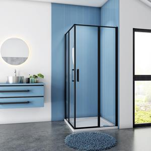 Sanexo Douchecabine Vierkant Anemoon 100X100X185 Hoekinstap 6Mm Helder Glas Antikalk Mat Zwart