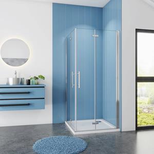 Sanexo Douchecabine Vierkant Poppy 100X100 Dubbele Vouwdeur 6Mm Helder Glas Antikalk Chroom