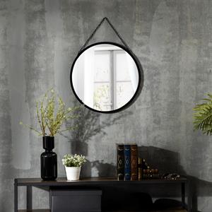 HOMCOM ronde spiegel, decoratieve ophanging, stijlvol ontwerp, 50 x 50 x 2,2 cm, perfect voor elke ruimte, zilver en zwart | Aosom.nl