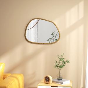 HOMCOM wandspiegel, vintage design, massief hout, decoratief, 70 x 2,1 x 50 cm, ideaal voor elke ruimte, natuur | Aosom.nl