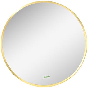 Kleankin ronde wandspiegel, stijlvol ontwerp, metalen frame, perfect voor badkamer of slaapkamer, Ø50 cm, luxe uitstraling, goudkleurig | Aosom.nl