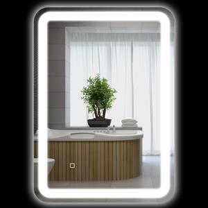 HOMCOM Badkamerspiegel, verlicht met touch-bediening, anti-condens, dimbaar, 3 lichtkleuren, 50 x 70 cm, stijlvol, zilver | Aosom.nl