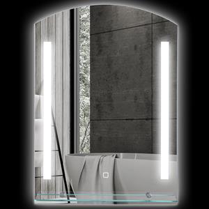 Kleankin badkamerspiegel, LED-verlichting, elegant design, hoogwaardig glas en aluminium, 50L x 12B x 70H cm, waterdicht | Aosom.nl