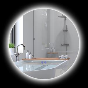 Kleankin badkamerspiegel, LED met kleurverandering, anti-condens, touchschakelaar, IP44, Ø 60 cm, energiezuinig, modern, wit | Aosom.nl