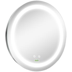 Kleankin LED-badkamerspiegel, rond, anti-condens, touch-bediening, energiezuinig, Ø50x4,6 cm, stijlvol, zilver | Aosom.nl