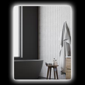 Kleankin LED-badkamerspiegel, met anticondens, touch-schakelaar, energiezuinig, 70 x 50 cm, modern design, wit | Aosom.nl