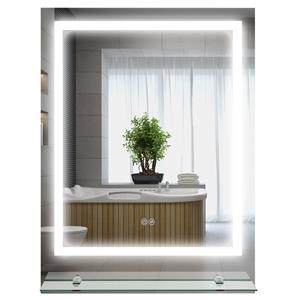 Kleankin Badkamerspiegel, LED-verlichting, 3 lichtkleuren, anti-condensfunctie, energiezuinig, 70 x 50 cm | Aosom.nl
