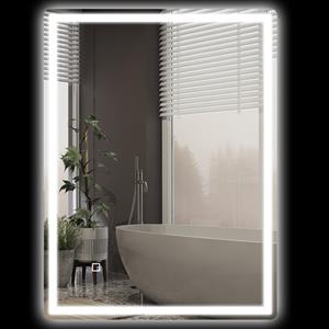 HOMCOM badkamerspiegel, LED-verlichting, aanraakschakelaar, anti-condensfunctie, energiezuinig, 60 x 80 x 4 cm, wit | Aosom.nl