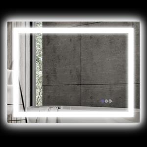HOMCOM LED-badkamerspiegel, met voor- en achterverlichting, slimme touch, anti-condens functie, 80 x 60 cm, modern design | Aosom.nl
