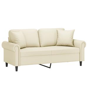 vidaXL Tweezitsbank met sierkussens 140 cm kunstleer crèmekleurig