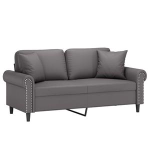 vidaXL Tweezitsbank met sierkussens 140 cm kunstleer grijs