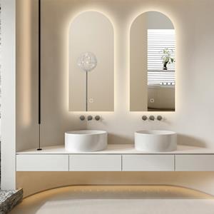 Saniclear Set van 2  Arc toog spiegel 45x100cm met verlichting en verwarming