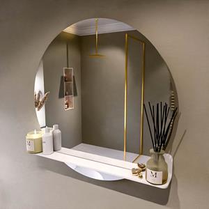 Mondiaz Spot spiegel rond Ø90cm met planchet talc