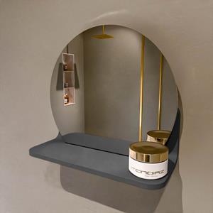 Mondiaz Spot spiegel rond Ø30cm met planchet dark grey