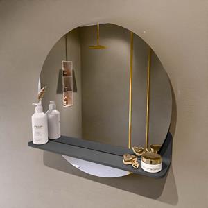 Mondiaz Spot spiegel rond Ø60cm met planchet dark grey