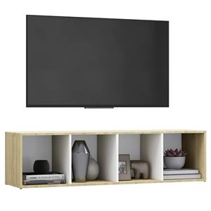vidaXL Tv-meubel 142,5x35x36,5 cm bewerkt hout wit sonoma eikenkleurig