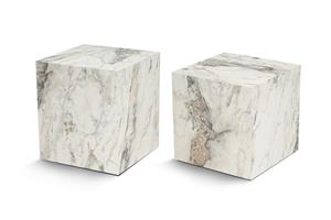 Kalune Design Küp bijzettafel marmer look set van 2 | 