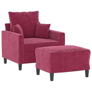 vidaXL Fauteuil met voetenbank 60 cm fluweel wijnrood