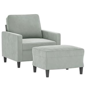 vidaXL Fauteuil met voetenbank 60 cm fluweel lichtgrijs
