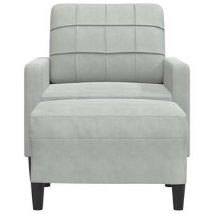 vidaXL Fauteuil met voetenbank 60 cm fluweel lichtgrijs