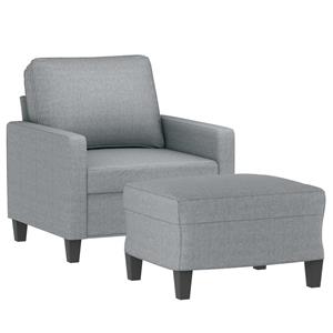 vidaXL Fauteuil met voetenbank 60 cm stof lichtgrijs