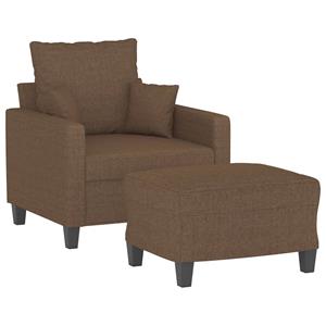 vidaXL Fauteuil met voetenbank 60 cm stof bruin