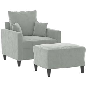 vidaXL Fauteuil met voetenbank 60 cm fluweel lichtgrijs