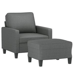 vidaXL Fauteuil met voetenbank 60 cm stof donkergrijs