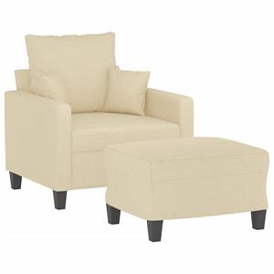 vidaXL Fauteuil met voetenbank 60 cm stof crèmekleurig
