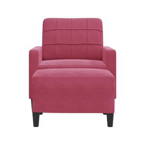 vidaXL Fauteuil met voetenbank 60 cm fluweel wijnrood