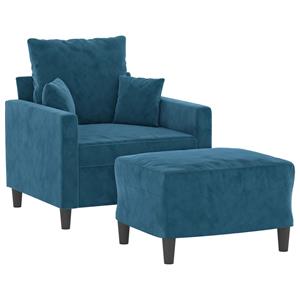 vidaXL Fauteuil met voetenbank 60 cm fluweel blauw