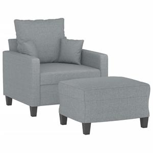 vidaXL Fauteuil met voetenbank 60 cm stof lichtgrijs