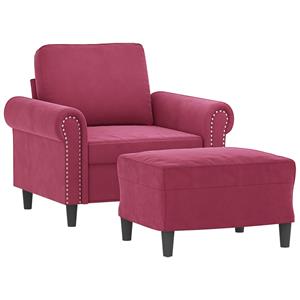 vidaXL Fauteuil met voetenbank 60 cm fluweel wijnrood