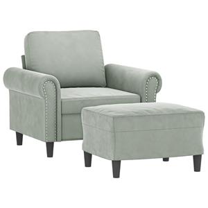 vidaXL Fauteuil met voetenbank 60 cm fluweel lichtgrijs