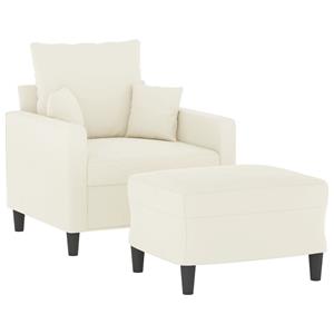 vidaXL Fauteuil met voetenbank 60 cm fluweel crèmekleurig