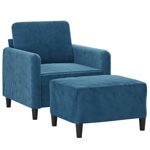 vidaXL Fauteuil met voetenbank 60 cm fluweel blauw