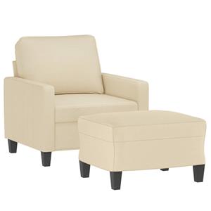 vidaXL Fauteuil met voetenbank 60 cm stof crèmekleurig